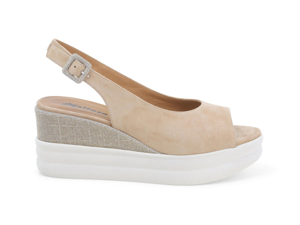 Melluso Sandali Casual Chic con Zeppa tomaia Camoscio Beige R80540-224873